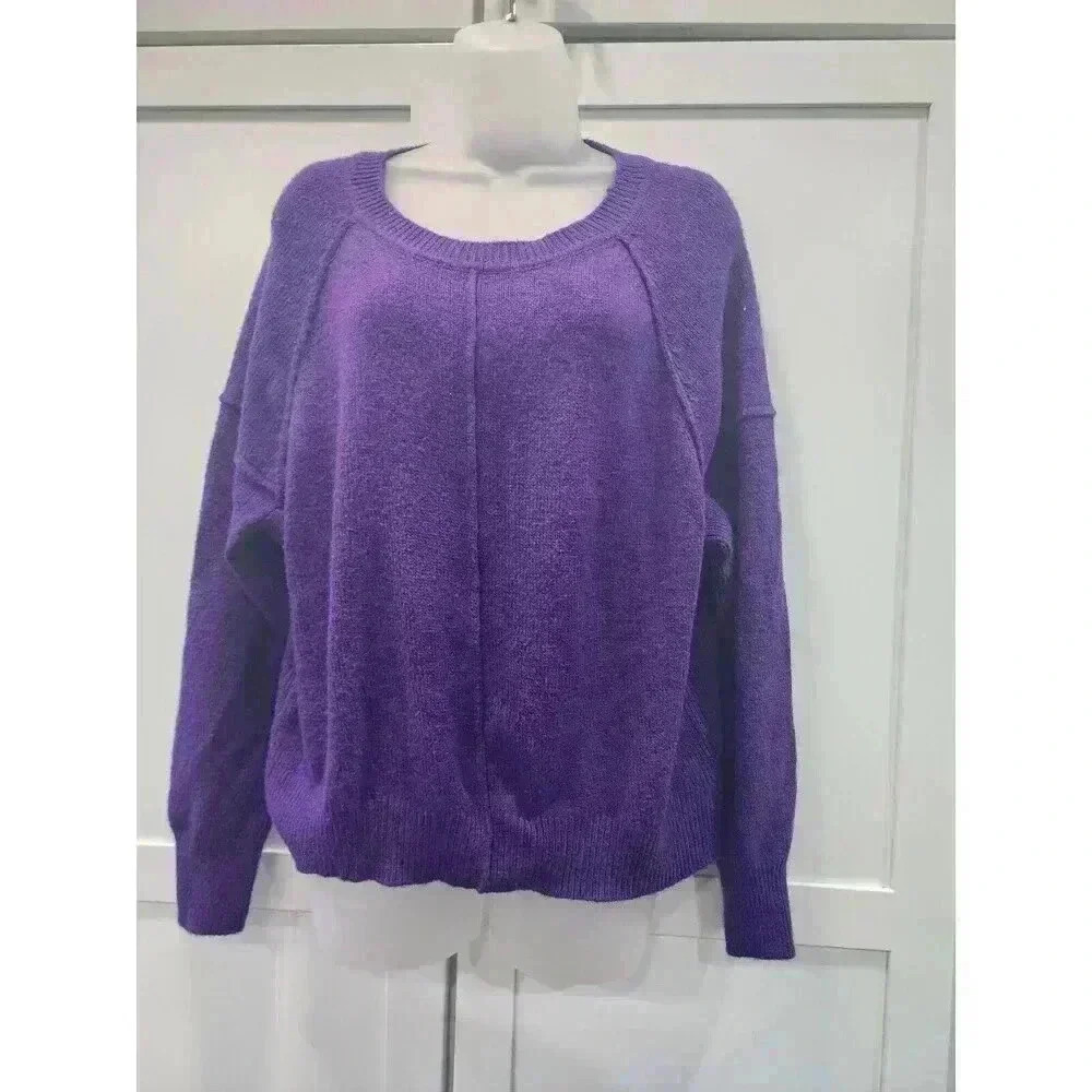 Worthington Sweater Womens Large Bright Purple Knit Long Sleeve Pullover Casual